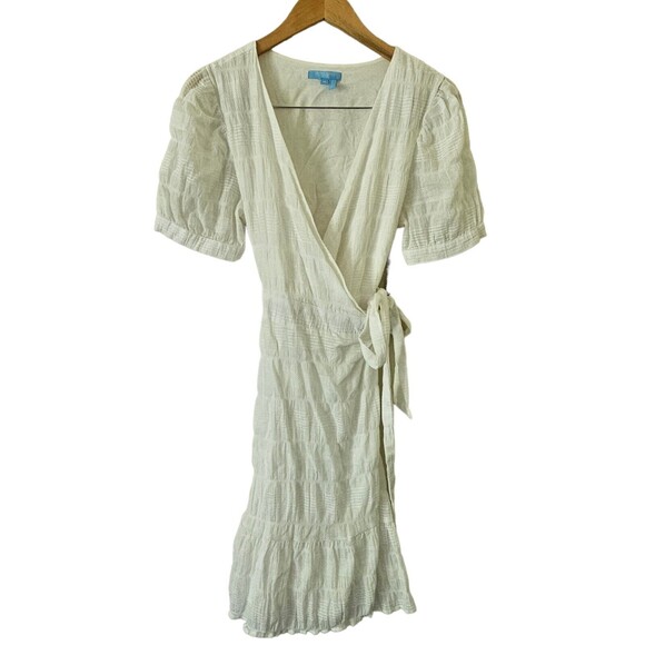 DRAPER JAMES Dress White Mini Wrap M Puff Sleeve‎ NWT - Picture 2 of 5